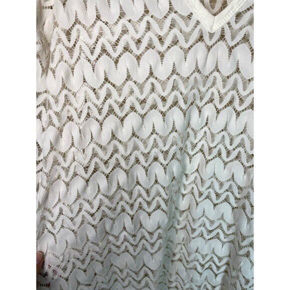 Jordan Taylor women’s Ivory Lace swimsuit V-neck Tunic Cover Up Size large Sheer - Picture 5 of 9